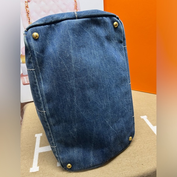 PRADA Large Denim Canapa Logo Tote-194 - Picture 16 of 16